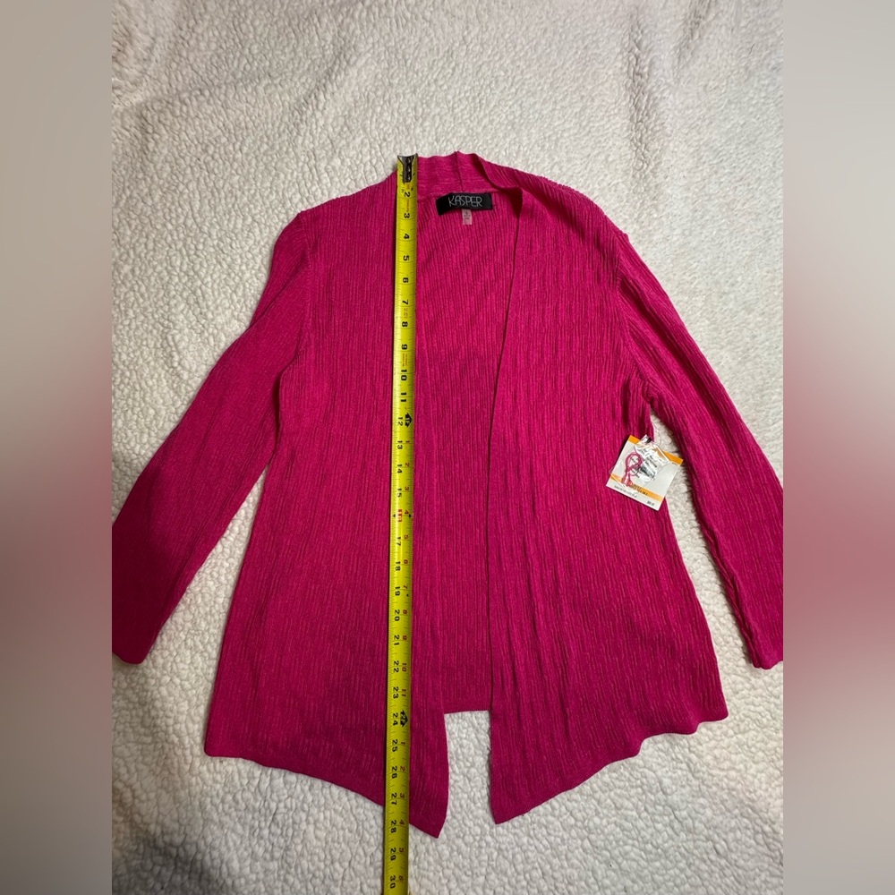 New Kasper Vibrant Pink Knit Cardigan - Picture 5 of 10